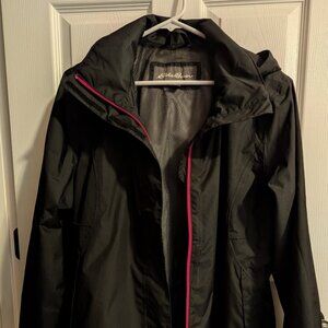 Eddie Bauer ladies rain jacket, black with magenta accents, XL